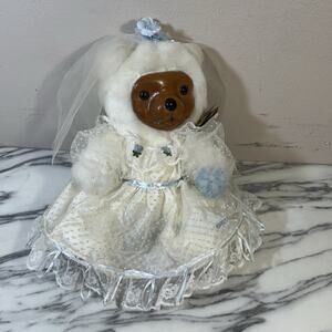 Robert Raikes Allison Bride 1986 Mohair Wedding Bear 15-Inch Wooden Handmade